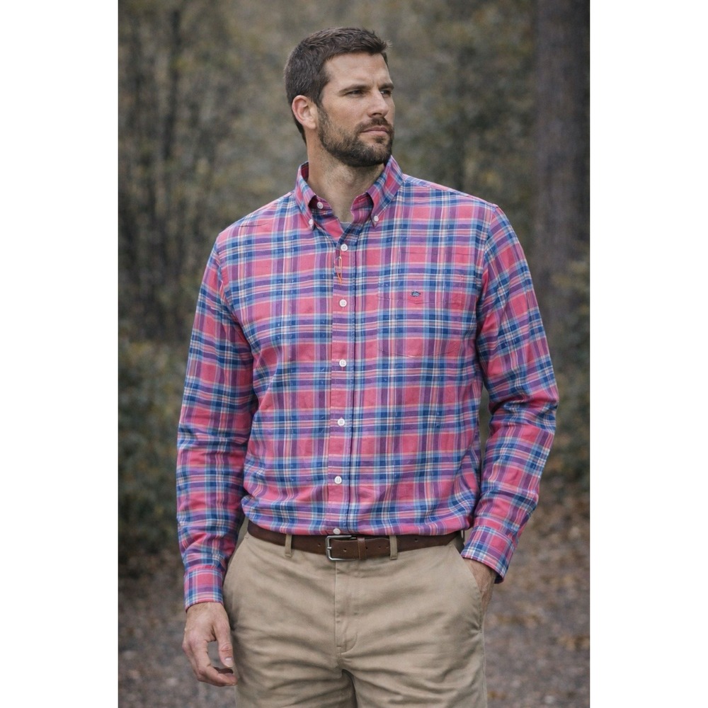 Vineyard Vines Island Twill Plaid Button Down Shirt Mens 2XB Lobster Reef NWT